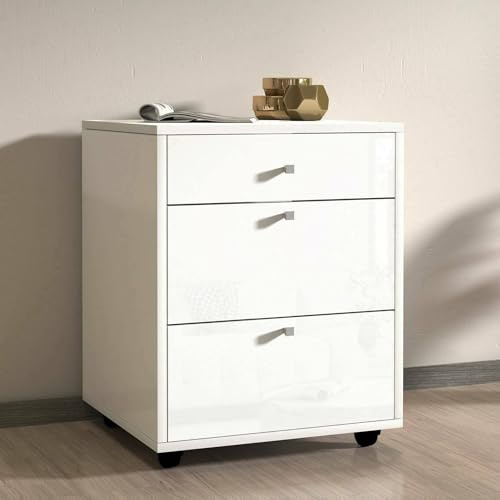 Dmora - Kommode Yorgos, Schlafzimmerkommode, Kommode mit 3 Schubladen, 47x45h61 cm, Weiß
