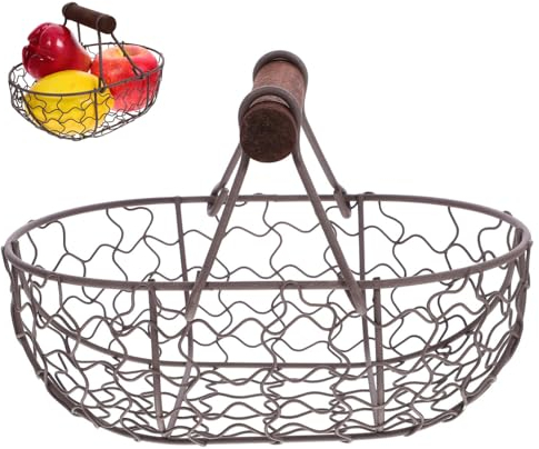 Yardwe 2 Stück Draht-Eierkorb Drahtkorb Mit Griff Eierkorb Zum Sammeln Frischer Eier (17 8 X 10 9 Cm).