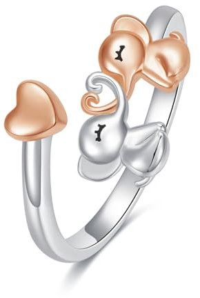 YFN Elefanten Ring 925 Sterling Silber Elefant Ring Niedlicher Tier Schmuck Geschenk für Damen