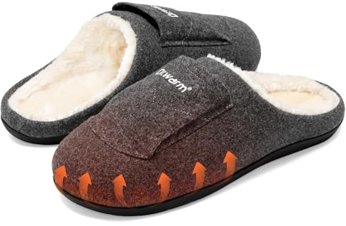 Dr.warm Pantoufles chauffantes électriques unisexes avec batterie rechargeable pour homme et femme, gris, 38.5/39.5 EU