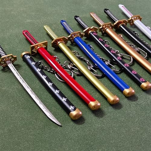 Yawdil 15CM Huit Couleurs Mini Zoro épée Porte-clés, Hommes Boucle Porte-Outil Fourreau, Katana Sabre Voiture Porte-clés Cadeau Porte-clés