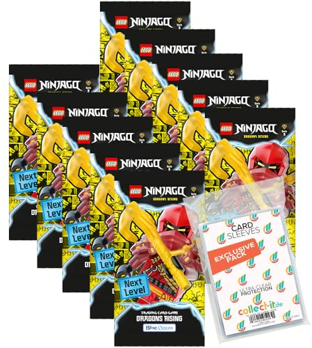 Bundle mit Lego Ninjago Serie 9 Next Level Trading Cards - 10 Booster + Exklusive Collect-it Hüllen
