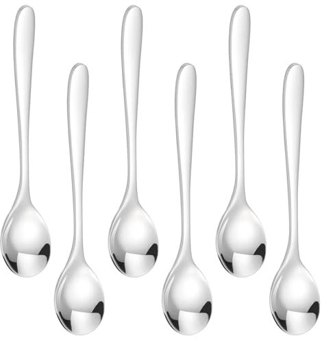 CVNRCLP 6-Piece Stainless Steel Egg Spoons Set - Perfect for Soft Boiled Eggs & Breakfast Delight (RES6)