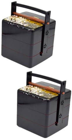 TOPBATHY Coffret 2 Sets Boîte à Lunch Portable Japonaise Sushi Récipient à Bento Traditionnel Contenant à Lunch Kawaii Transporteur De Nourriture Laque Abs De Qualité Alimentaire