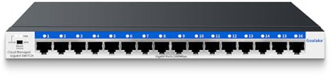 16-Port-Gigabit-Ethernet-Netzwerk-Switch, QoS, VLAN, DHCP-Snooping, App-Fernbedienung/Web-Interface-Monitor, Desktop-/Wandhalterung, Cloud-Management-Ethernet-Splitter, Heim/Büro, Netzwerk-Hub