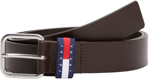 Tommy Jeans Herren Gürtel Ryan 3,5 cm Ledergürtel, Braun (Dark Brown), 100 cm