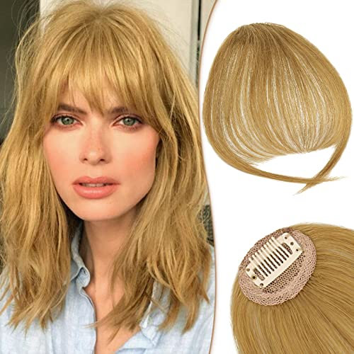 RUWISS Clip in Pony 100% Haarteil Echthaar Clip in Bangs mit Schläfen Remy Echthaar Fringe Bangs für Frauen Pony Extension Echthaar für Damen(Blonde)