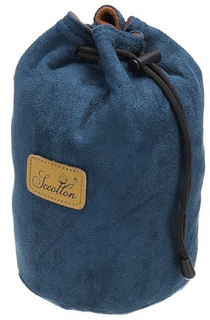 PATIKIL Pochette Souple pour Appareil Photo, Taille M, Étui de Protection Antichoc avec Cordon de Serrage en Flanelle Compatible avec Les Objectifs d'Appareil Photo Nikon, Bleu (Rond)