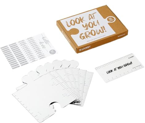 Spiegel Wachstumstabelle Messlatte für Kinder Puzzle Wachstumstabellen Spiegel - Growth Chart Mirrors für Wand, Bruchsicheres Acryl Höhen Messlineal Herrscher mit Aufklebern, Wanddeko für Schlafzimmer