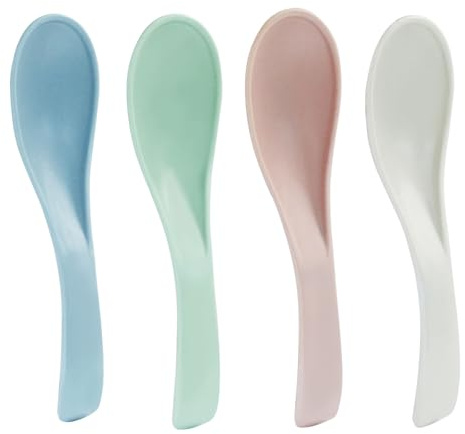 Verkelly 8 Pcs Wheat Straw Spoon Set, 5.9 Length Soup Spoon Unbreakable Cereal Spoons Ramen Spoons(Dishwasher and Microwave Safe)