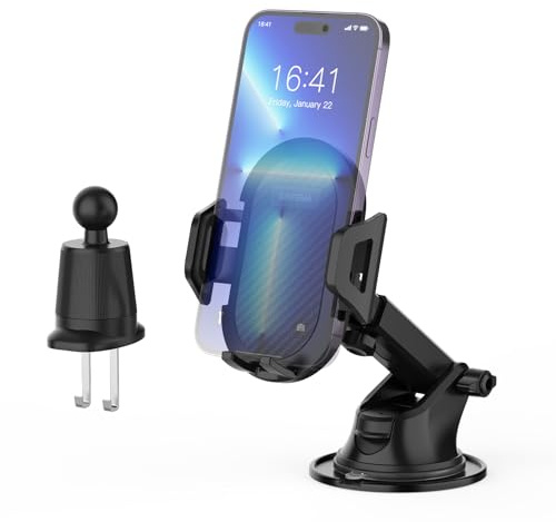 GRIFEMA Porta Cellulare Auto e Supporto Telefono Auto per Cruscotto, Parabrezza o Bocchetta Aria, con Ventosa e Clip, Rotazione 360°, Rilascio a Una Mano per Smartphone 4-7,2 Pollici​