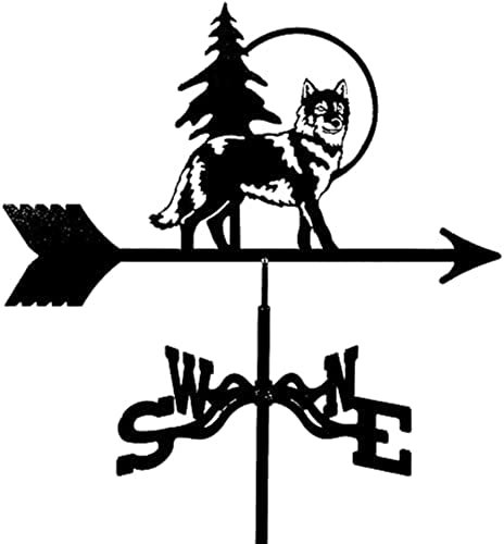 BCJMKDX Windfahne, Creative Animal Garden Wetterfahne aus Eisen, Windrichtungsanzeiger, Wetterfahne for den Außenbereich, Hof, Rasen, Gärten, Hinterhöfe, Schuppen, Ornament(Wolf)