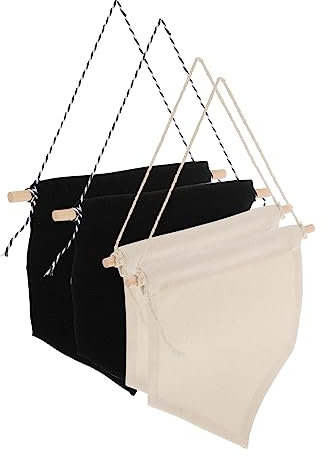 Angoily 4 Stück Leinwandflagge room decoration raumdeko Dekorative Fahnen Pin-Display-Fahnen Badge-Display- Geburtstagsbanner Party Pin- Brosche-Banner Holz Black