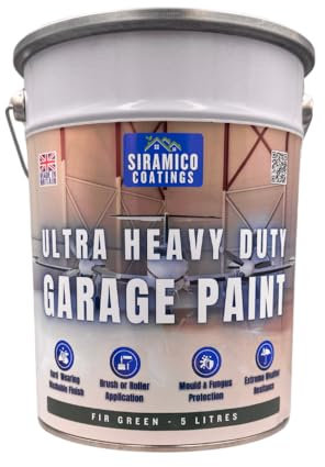 SIRAMICO COATINGS One Coat - Ultra Heavy Duty Garage Floor Paint - 5 Litres - White - Green - Light Grey - Brown - Anthracite (Fir Green)