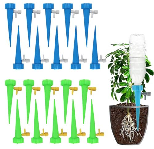 WUSJCOF 20 PCS Kit d'Irrigation Automatique Réglable, Bouteilles avec Vannes pour Jardin, Maison, Potager, Intérieur et Extérieur (Durable, Écologique)