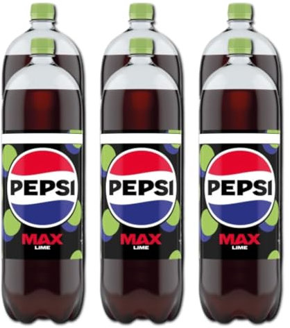 Pepsii MAX Lime SUGAR FREE Cola Flavoured Fizzy Soft Drink Maximum Taste and Low in Calories with Sweetners 2L Bottle Suitable for Vegan Recyclable (Pack of 6)