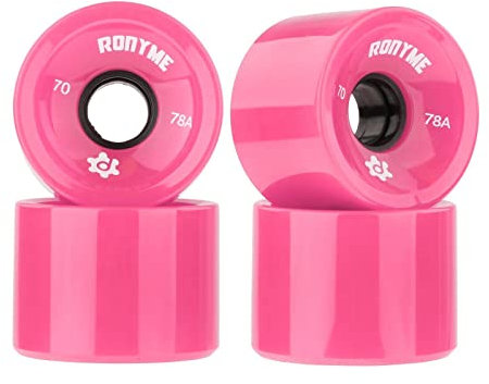 kowaku Ensemble de 4 Roues PU 70mm pour Longboard, Dureté 78A avec Roulements ABEC-9, Rose