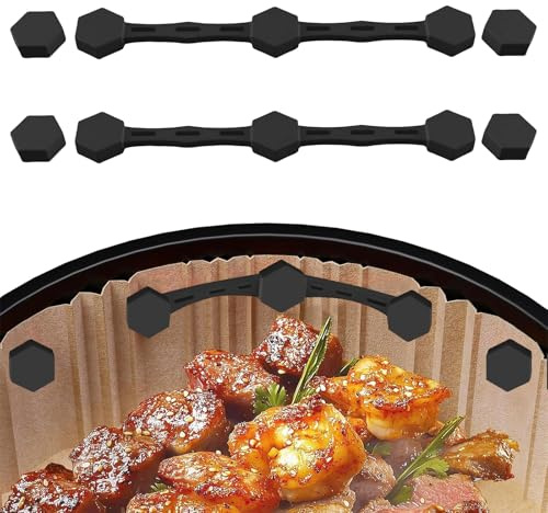 Heißluftfritteuse Magnete Heißluftfritteuse Zubehör Silikon Clips zum Fixieren von Backpapier Einsätzen Zubehör Af400eu Af500eu (Schwarz, 2 Pack)