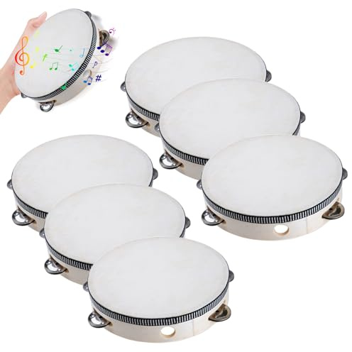 Xijobido Tamburello per Chiesa | Tamburello A Mano Da 15 Cm | 6 Pezzi Strumento Musicale Educativo Per Danza Yoga Meditazione Scuola Casa Feste Ricreative