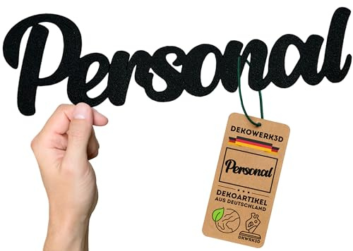 DKWRK3D Personal Türschild Klebend - Kunststoff Personalabteilung Schild Tür - Büro Deko Schild Arbeit - 3D Druck Schriftzug - Wort Aufkleber - Sticker Klebend - Türschilder Büro Dekoration (M)