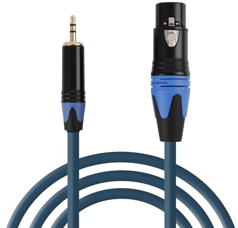 kwinfei XLR auf klinke 3,5mm Mikrofonkabel 1M, 3.5mm TRS zu XLR 3-Pin Adapterkabel, Flexible Nylonummantelung, Kompatibel mit Mikrofon, Lautsprecher, Kamera, Camcorder, PC und Audio Recorder