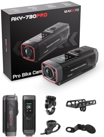 AKEEYO AKY-730Pro 4K Motorrad/Fahrrad Dashcam,30FPS Action-Kamera mit EIS-Stabilisierung,1,14 Touchscreen, integriertes GPS,IP66 wasserdicht, bis zu 6 Stunden Akkulaufzeit,Loop-Aufnahme, Parkmonitor