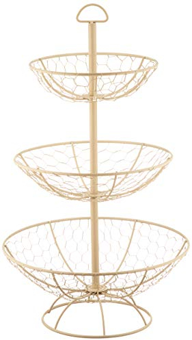 T&G 23050 Provence Wireware 3-Tier Basket, Cream, D300xH500mm