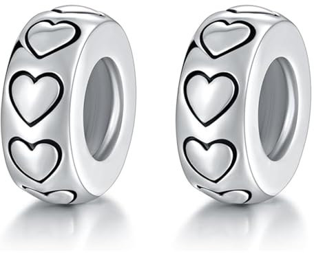 GW 2PCS 925 Sterling Silber Gummi Spacer Stopper Bead Charm für Armbänder