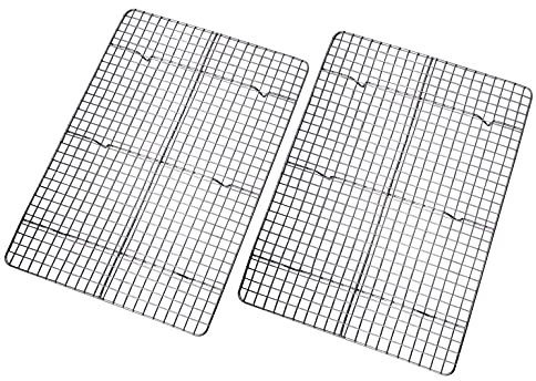 Checkered Chef Lot de 2 grilles de cuisson en acier inoxydable Passe au four et au lave-vaisselle Compatible avec demi-plaque à biscuits