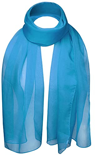 Cloud9Basic Leichter, weicher, klassischer, schlichter Chiffon-Schal aus durchsichtigem, halbopakem Stoff Damen Einheitsgröße Türkis