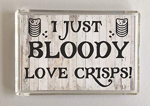 Clare's Cosmetics I Just Bloody Love Crisps! Novelty Fridge Magnet, Present For Birthday/Christmas For Crisp Lovers
