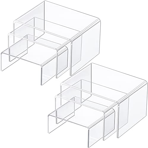 2 Sets Klare Acryl Display Risers, Schmuck Display Riser Shelf Showcase Leuchten (3 Größen A)