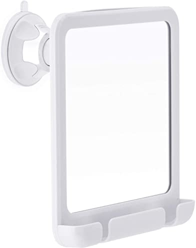 Mirrorvana Espejo de Ducha Afeitado - Espejo Antivaho con Ventosa - Espejo de Baño Irrompible - 20 x 17cm (Blanco)