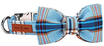 Lionet Paws Hundehalsband mit Fliege, Langlebiges Bequemes Baumwolle Halsband mit Metall-Klickverschluss für Hunde und Katzen, Hals 20-30cm