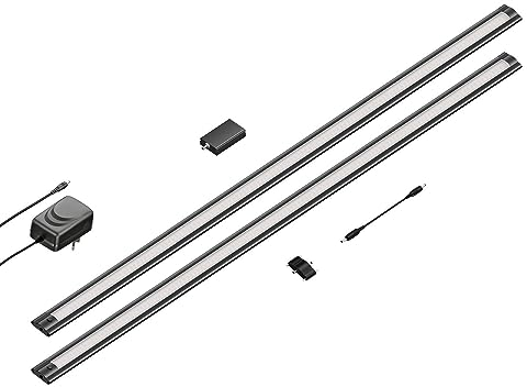ledscom.de Smarte LED Unterbau-Leuchte SIRIS schwarz matt, WLAN-Controller flach, Smart-Home, Alexa-fähig, je 90cm, je 1044lm, weiß, 2er Set
