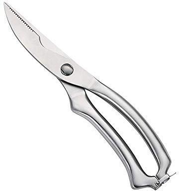 BOLLAER Steel Poultry Shears for Bone, Chicken, Meat, Fish, Seafood, Vegetables. Premium Spring Loaded Food Scissors. All Metal Kitchen Shears.