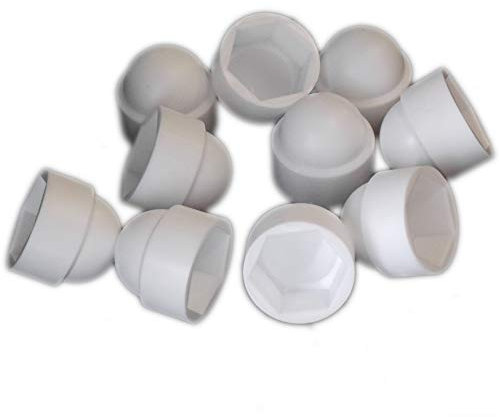 Lot de 10 cache-écrous M6 (6 mm) en plastique blanc