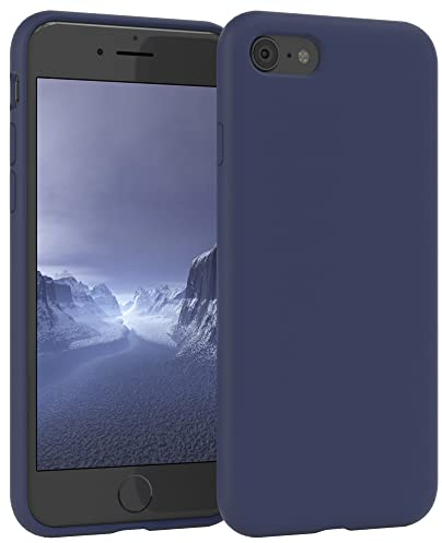 EAZY CASE Premium Silikon Handyhülle kompatibel mit iPhone SE (2022/2020) / iPhone 8/7 Slimcover mit Kameraschutz und Innenfutter, Silikonhülle, Schutzhülle, Handy Case, Hülle, Softcase, Nacht Blau