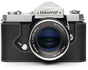 Zakao Case for Nikomat FTN, Handmade Genuine Real Leather Half Camera Case Bag Cover for Nikomat FTN FT FT2 FT3 FS with Hand Strap (Black)