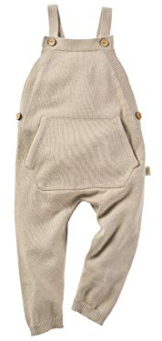 Bio Baby und Kinder Latzhose 100% Bio-Baumwolle (kbA) GOTS zertifiziert, Beige Melange, 62/68