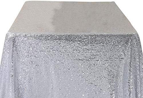 Pailletten Tischdecke Glitzer Silber Tisch Banner Dekoration für Indoor oder Outdoor Tisch,125 * 180CM