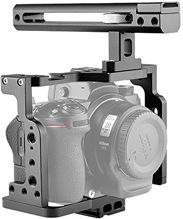 Hersmay Aluminum Protective Video Camera Cage Stabilizer with Top Handle Grip for Nikon Z6 Z7 Mirrorless Camera,Multiple 1/4 3/8 Screw Mount
