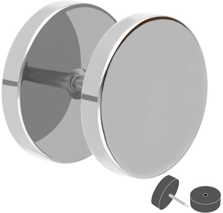 Treuheld Fake Plug - Titan Ohrstecker zum Schrauben - Silber - Damen & Herren - 6 Größen