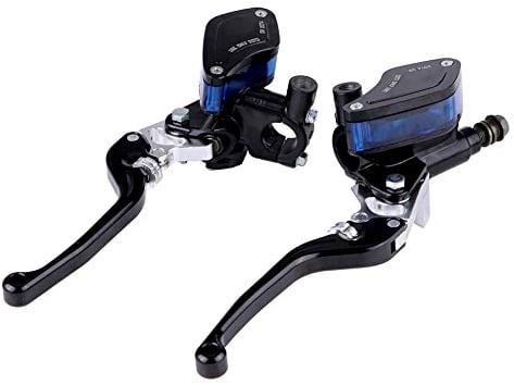 EVGATSAUTO Master frizione idraulica, coppia di 22mm CNC pompa freno idraulico per motocicletta Leva cilindro principale frizione regolabile(Nero)