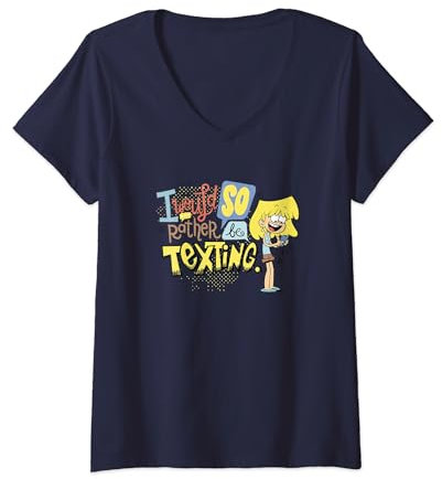 The Loud House Rather Be Texting Text Poster T-Shirt mit V-Ausschnitt