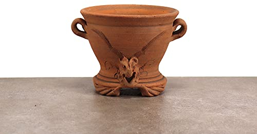 Palatina Werkstatt Pot de fleurs en terre cuite fait à la main avec anse - Pot de fleurs pour jardin, appartement, fleurs en terre cuite (S)