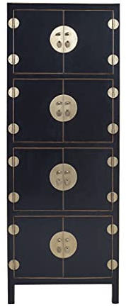 Fine Asianliving Chinesischer Schrank Onyx Black - Orientique Sammlung - B67xT45xH180cm China Chinesischer Schrank Chinesischer Hochzeitsschrank Orientalische Möbel Asiatische