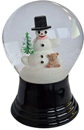 VIENNA SNOWGLOBE Schneekugel Echtglaskugel - Fast wie echter Schnee Motiv: Schneemann mit Teddy, 8 cm