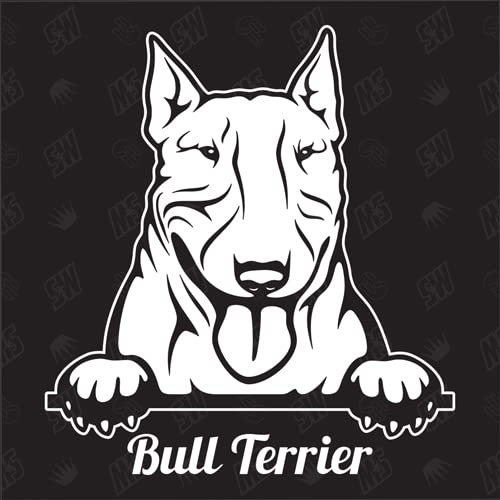 speedwerk-motorwear Bull Terrier Version 4 - Sticker, Aufkleber, Hundeaufkleber, Autoaufkleber, Hund, Auto, Hunderassen, Mischling, Mix, Tiere, Haustier (AUCH MIT Wunschname MÖGLICH)