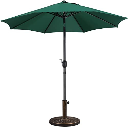 Yaheetech Gartenschirm Sonnenschirm mit Schirmständer Rund Marktschirm Neigbar Kurbelschirm Sonnenschirmständer Schirmgewicht für Outdoor und Balkon, 270 cm/Dunkelgrün